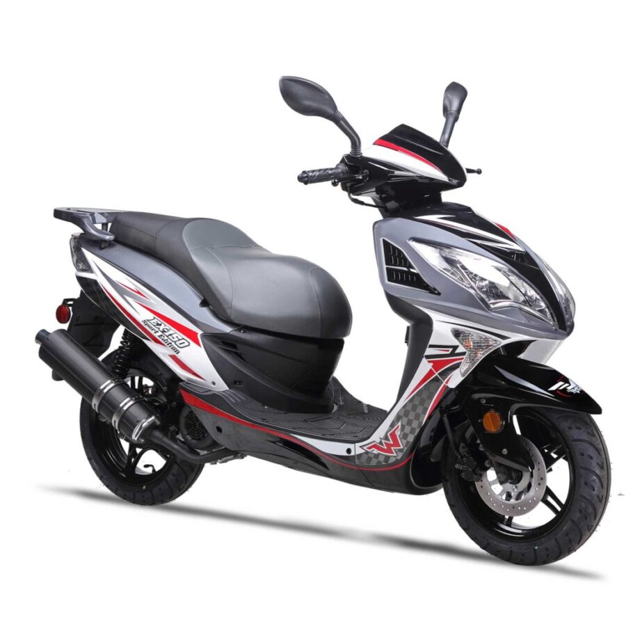 Right side of the wolf brand scooter in gray color