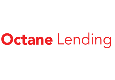 A green banner with the words octane lending in red.